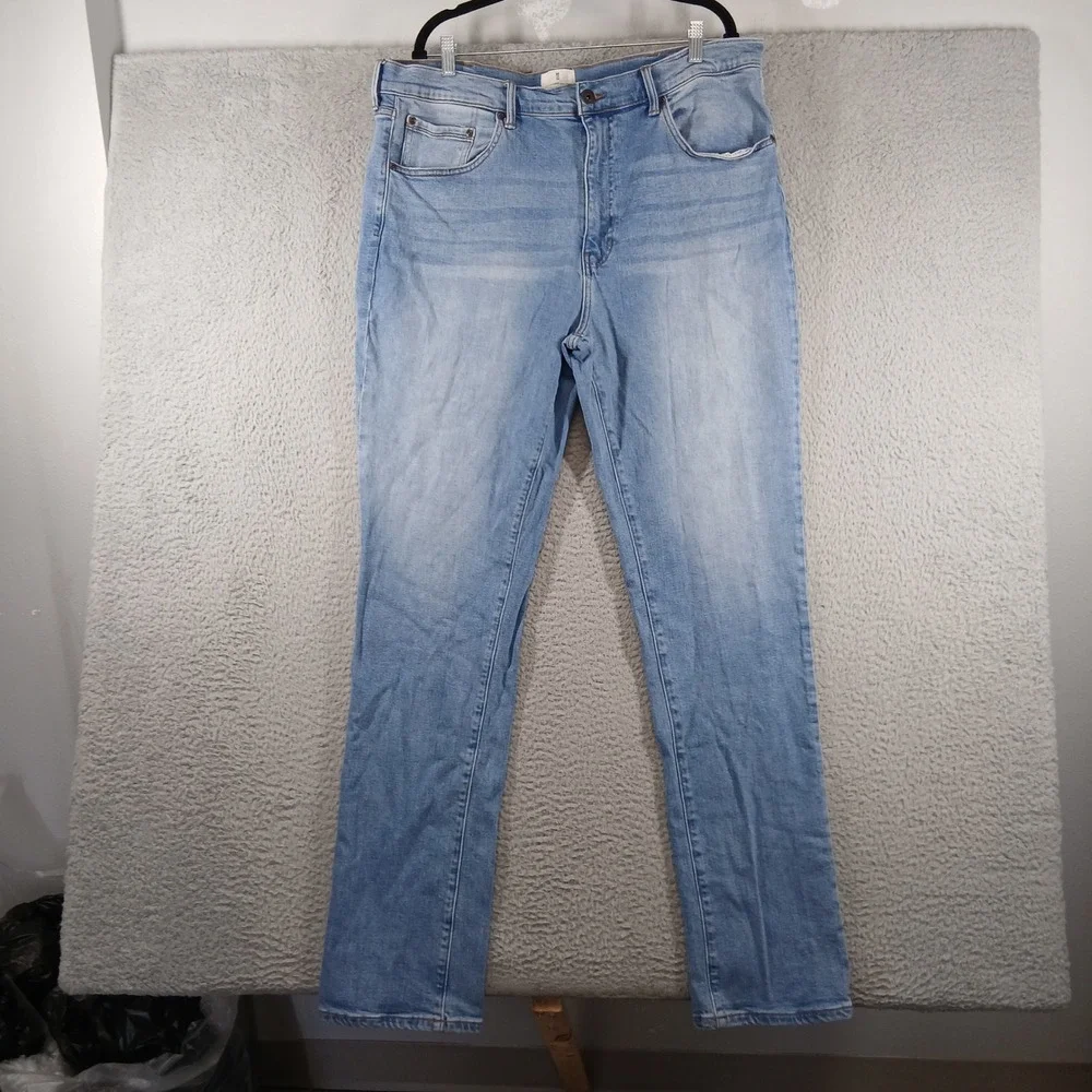 Mutual Weave The Athletic Jeans‎ Light Wash Stretch Tapered Denim 38x36